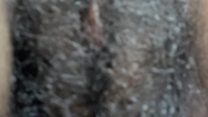 hairy ebony pussy swallows and squirts out lighter