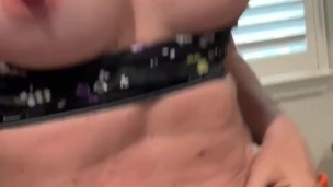Hot Blonde MILF Gets Nasty At The Gym Pulls Tits Out, Ready For Cum Bath