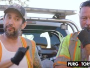 PURGATORYX Tiny brunette spinner Aria Valencia fucks two tow truck drivers 3/16