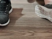 Removing dirty white ankle socks from my dirty and sweaty feet 2/16