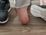 Removing dirty white ankle socks from my dirty and sweaty feet 4/16