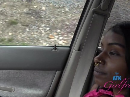 Ebony babe Fae Love hangs out and gets gets her pussy rubbed and played with POV