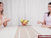 Lesbian couple stripping down and playing on the bed 5/16