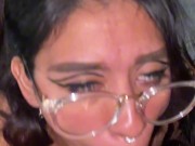 Cum en los Lentes de esta 4 Ojos 13/16