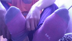 HAVING A REST WITH MY NEW COLOR SOCKS PT 2 FEET AND SOLES