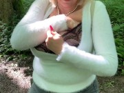 wobbly big boobs in the woods