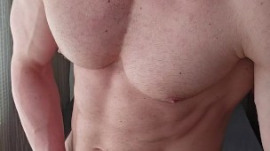 6'7" fit hung jock solo masturbation