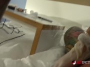 Busty babe rides a hard dick as she tattoos him! 7/16