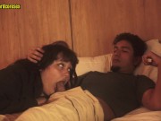 mi hermanastro entra a mi cuarto y se de que mis se van y hace e me coma su verga 15/16