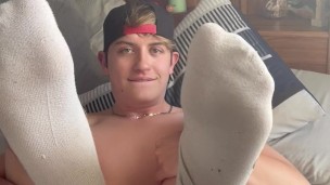 Cute Twunk with White Socks Jerks his Big Dick