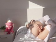 Innocent girl fucks her tight wet pussy and lots of cream 7/16