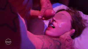 MMF Hotwife and bi hubby share a thick cock before spitroasting, riding, and a nice facial!