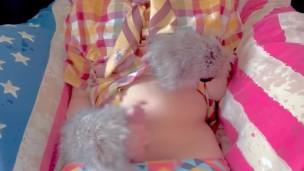 furry femboy cums on his tummy! (mosaic)