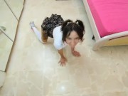 Amateur girl pee, suck cock and masturbates 9/16