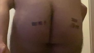 Tattooed female fucks her ass like a female