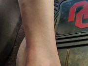 Pedal pumping  and stomping Twinkies barefooted 6/16