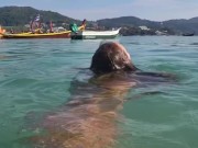 Monika Fox In Pink Bikini Swims, Masturbates And Squirts In Sea In Public 1/16