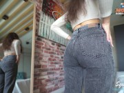 Cunning Stepfather fucked his hot naive Stepdaughter through ripped jeans 1/16