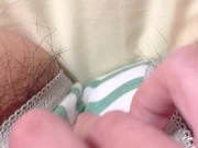 濡れ音すごすぎ♡剛毛素人が喘ぎまくり指オナニー♡しましまパンティの中でイっちゃう♡【個人撮影】 5/16