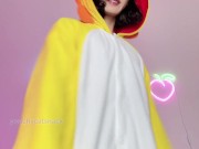 Cute Asian fit girl gets dripping wet and super horny from being naked under a kigurumi onesie 1/16