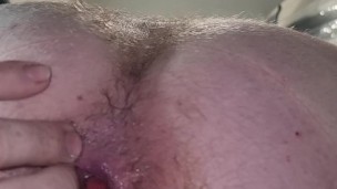 White Kiwi Bear from NZ shows off his beginner anal rosebud