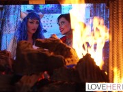 The couple uses their toes to please each other's holes. The explicit actions of thrusting their toes and shrimping repeat un 6/16