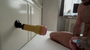 JEFFREY LLOYD - fucks a fleshlight with his huge uncut dick until he cums