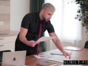 Beautiful Brunettes Betzz & Lilly Bella Convince Boss 'Work & Play' Go Together Orgasmically 2/16