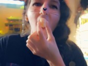 Snapchat girl eats banana with yogurt on it ♡ 13/16