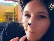 Snapchat girl eats banana with yogurt on it ♡ 14/16