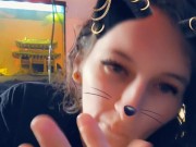 Snapchat girl eats banana with yogurt on it ♡