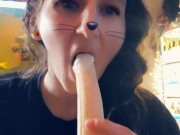 Snapchat girl eats banana with yogurt on it ♡ 4/16