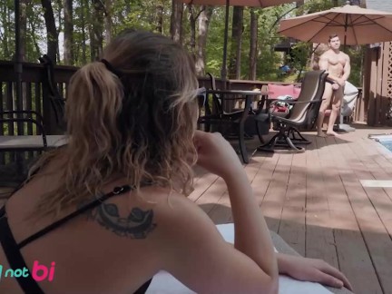 WHYNOTBI - Damien & Justin Enjoy A Poolside Bisexual Threesome With Smoking Hot Abby Marie