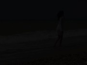 Dark Haired Water Nymph Xenobia Swims Naked On The Beach! 1/16