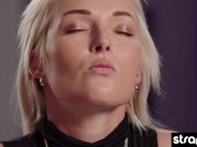 Cute blonde fucks her girlfriend doggy style with a faux cock 15/16