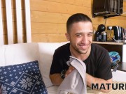 MATURE4K. Woman over 50yo has pussy filled with mans cock in sauna 6/16