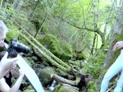 Outdoor photo sessions turning into a hardcore threesome with 2 hot brunettes 1/16