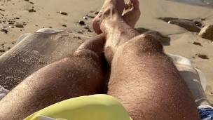Speedo bulge by the beach