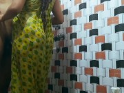 Indian housewife with her brother in law doing fun in bathroom