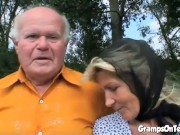 Teen joins in oldies trio in outdoor sex romp 2/16