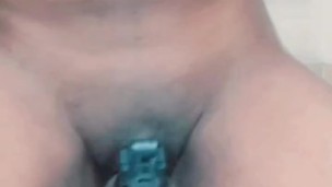 Tiny dick sissy shemale caged and plugged