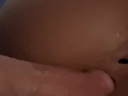 Horny wife toying pussy let’s spying roommate secretly play and watch while husband works in garage 16/16