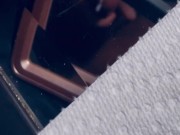 Horny wife toying pussy let’s spying roommate secretly play and watch while husband works in garage 2/16