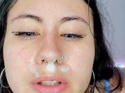Hot cum on my horny friend's face 15/16