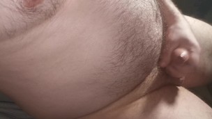 Uncut cock cumshot