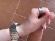 POV Quick Handjob on Vacation with Wristwatch and French Nails 13/16
