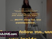 Big boobs babe getting fucked doggystyle while standing on a ladder barefoot & bottomless creampie closeup ending - Lelu Love 1/16