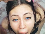 Dherlydoll takes all my cock in her mouth and then swallows my hot cum 15/16