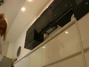 Sexy and Horny Blonde Wife wears a Miniskirt without any Underwear to show her Tight Juicy Wet Shaved Pussy 14/16