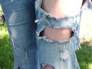 Smearing mud and cake into my ripped jeans front and back 2/16